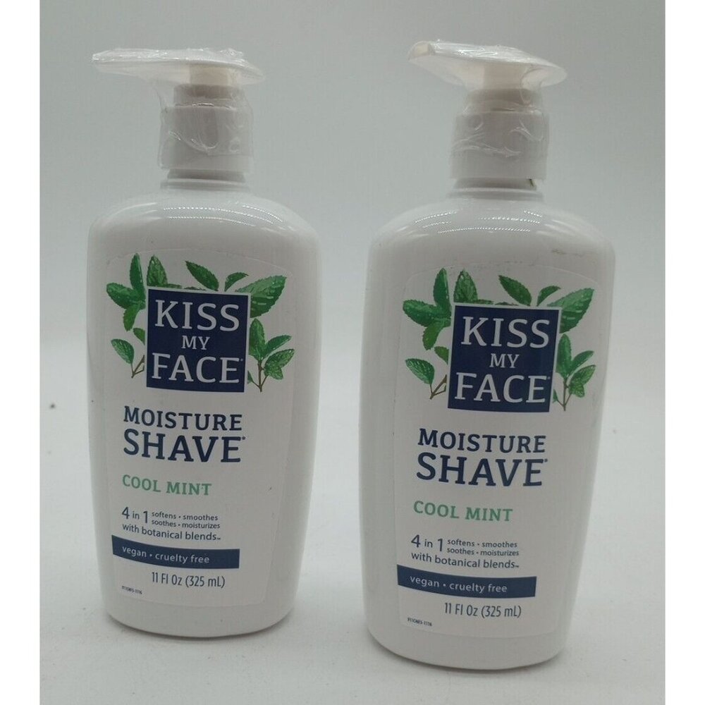 Kiss My Face Lot Pack Of 2 Moisture Shave Cool Mint 11 fl.oz 4 in 1 vegan soften